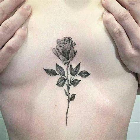 rose tattoo between boobs|40+ Breast Tattoos for Women that Steal Your Heart in 2024